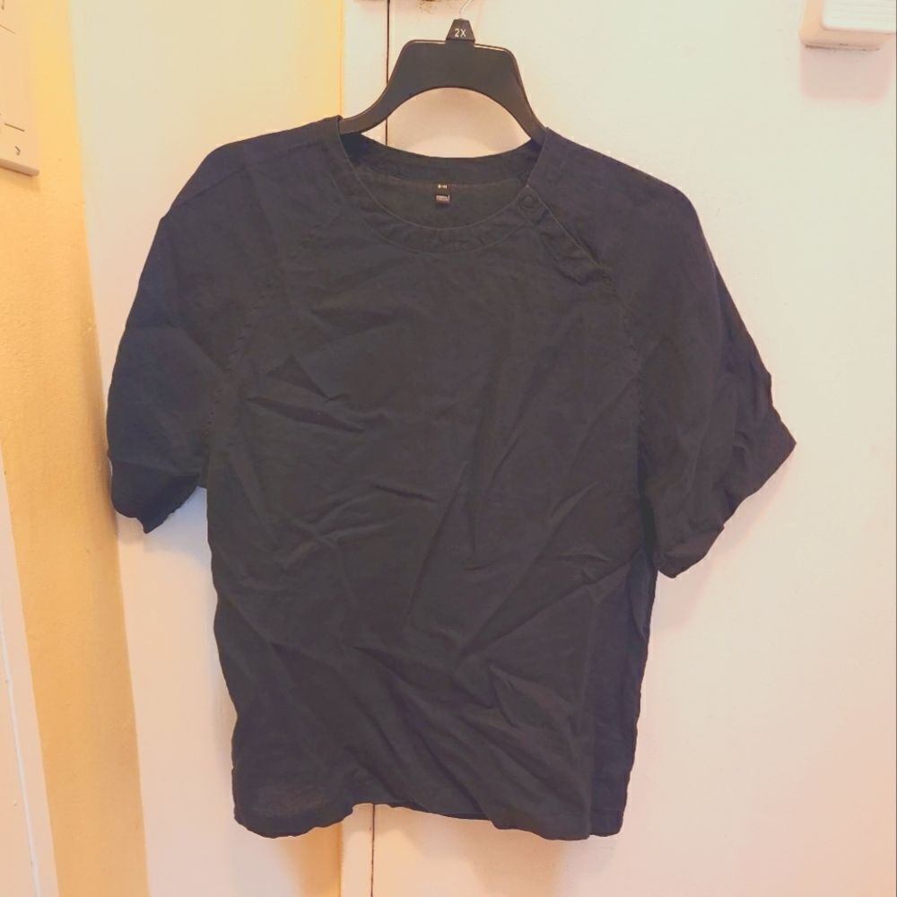 Muji 100% linen raglan short sleeve top